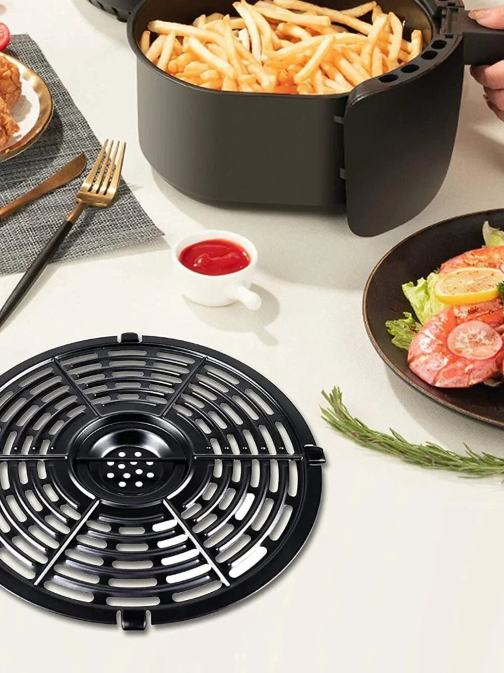 Air Fryer Grill Pan for Power XL 5QT Air fryer, 8.7'' 5QT Round Non-Stick Replac